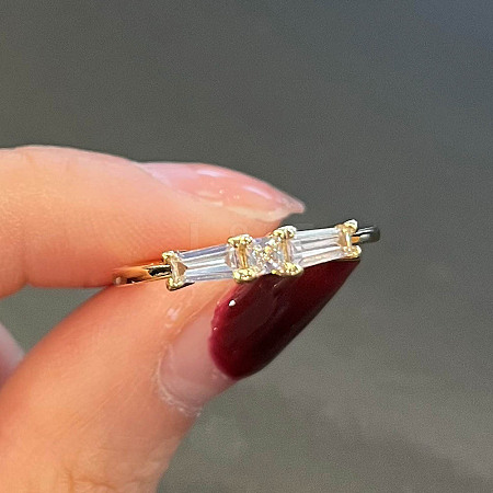 Brass Micro Pave Clear Cubic Zirconia Finger Rings FS-WGE2097-07-1