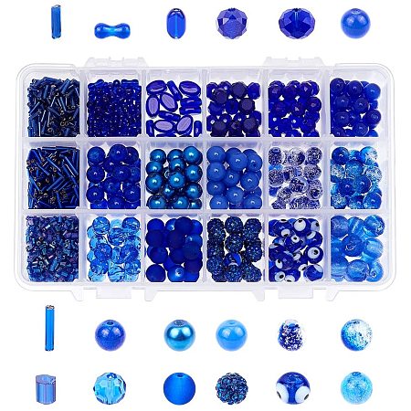   18 Style Blue Glass Beads GLAA-PH0007-08-1