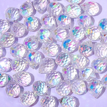 50Pcs Teardrop Transparent Glass Charms PW-WGCC72C-10-1