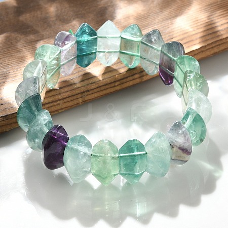 Bicone Natural Fluorite Beads Stretch Bracelets for Women Men BJEW-C097-05H-1