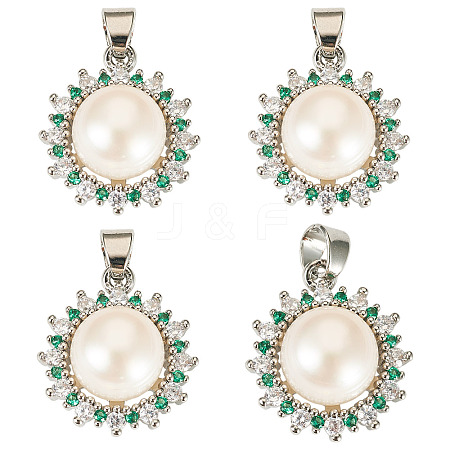 4Pcs Natural Pearl Pendants PALLOY-TAC0182-1