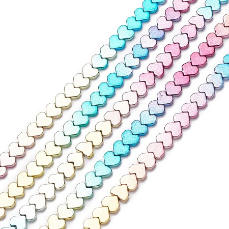 Rainbow Color Electroplate Non-magnetic Synthetic Hematite Beads Strands G-L489-E02-1