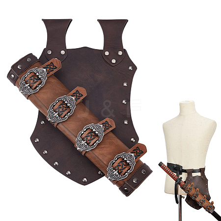 PU Leather Medieval Scabbard Belt Warrior with Sword Storage AJEW-WH0567-87-1