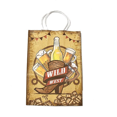 Cowboy Series Printed Kraft Paper Tote Bags ABAG-B006-02B-1