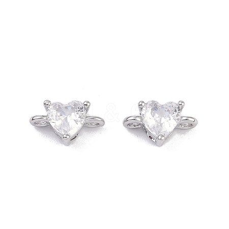 Brass Pave Glass Connector Charms KK-K351-35P-1