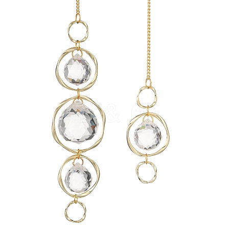 Alloy Ring & Glass Round Hanging Suncatchers GL-A001-01G-1