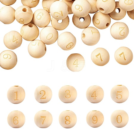100Pcs 10 Style Unfinished Natural Wood European Beads WOOD-LS0001-02-1