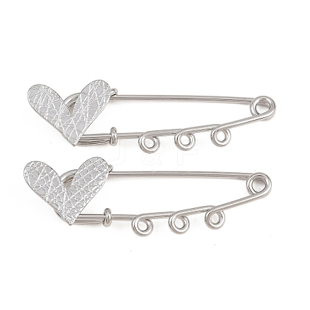 Crisscross Heart 304 Stainless Steel Safety Pins Brooch Findings SA-CBA098D-15E-P03-1