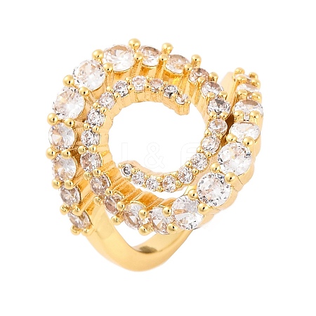 Brass Micro Pave Clear Cubic Zirconia Rings RJEW-U009-01G-1