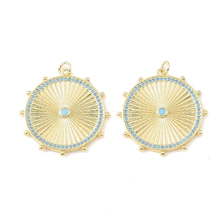 Brass Micro Pave Sky Blue Cubic Zirconia Pendants CU-CBA9CBD-02G-1