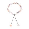 Adjustable Pearl and Brass Beaded Slider Bracelets BJEW-T022-15A-2