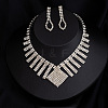 Alloy Crystal Rhinestone Chain Necklaces & Stud Dangle Earrings Sets FS-WG4CE3B-04-1