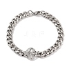 Ion Plating(IP) 304 Stainless Steel Tree of Life Link Chain Bracelets for Men BJEW-B096-43AS-1