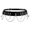 1Pc Iron Moon Tassel Black Imitation Leather Waistbands AJEW-UN0002-95-1
