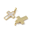 Brass Pave Natural White Shell Pendants X-KK-Z115-12G-2