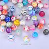 Printed Round with Cherry Pattern Silicone Focal Beads LS-SI-JX0056A-153-2
