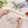 2Pcs 2 Colors Flower Chemical Fiber with Crystal Rhinestone Embroidery Sew on Cloth Patches PATC-FG0003-60A-3