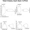 48 Pcs 4 Styles 304 Stainless Steel Pendants STAS-UN0022-08P-5