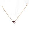 Stainless Steel Pave Cubic Zirconia Heart Pendant Cable Chain Necklaces for Women PW-WG05D07-02-1