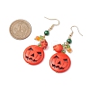 Pumpkin Synthetic Turquoise Dangle Earrings EJEW-TA00517-3