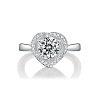 Rhodium Plated 925 Sterling Silver Pave 6.5x3.9mm Moissanite Adjustable Rings for Women WG1784E-02-4