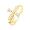 Brass Micro Pave Clear Cubic Zirconia Cuff Rings for Women RJEW-U047-08G-4