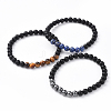 Unisex Natural Black Agate(Dyed) Beads Stretch Bracelets BJEW-JB04785-1