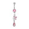 304 Stainless Steel Cubic Zirconia Teardrop Dangle Belly Rings WG60E11-02-5