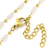 304 Stainless Steel & Glass Column Link Chain Necklaces NJEW-P315-06G-01-2