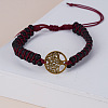 Dyed & Heated Natural Black Agate Round Beaded Braided Bead Bracelets FS-WGE5EF2-06-1