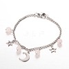 Moon & Star Stainless Steel Gemstone Charm Bracelets BJEW-JB01935-01-1