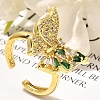 Rack Plating Brass Micro Pave Cubic Zirconia Cuff Finger Rings for Women RJEW-M028-25G-07-5