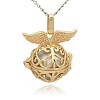 Golden Tone Brass Hollow Round Cage Pendants KK-J237-05G-1