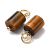 Natural Tiger Eye Column Charms with 304 Stainless Steel Jump Rings G-Q032-01A-2