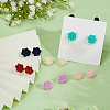 FIBLOOM 6 Pairs 6 Colors 3D Flower Polymer Clay Stud Earrings with 304 Stainless Steel Pins EJEW-FI0003-13-4