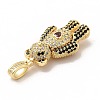 Rack Plating Brass Micro Pave Cubic Zirconia Pendants KK-G456-14G-3