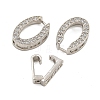 Rack Plating Oval Brass Micro Pave Clear Cubic Zirconia Fold Over Clasps KK-F876-04P-2