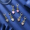 Natural Mixed Gemstone Heart & Bowknot Drop Earrings EJEW-JE05388-4