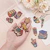 10Pcs 10 Styles Wood Pendants WOOD-PH0003-13-3