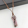 Natural Rhodonite Rectangle Pendant Necklaces FS-WGC5719-06-1