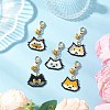5Pcs Handmade Glass Seed Beaded  Cat Head Shape Pendants Decorations HJEW-MZ00366-1