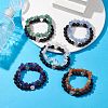 2Pcs 2 Styles Natural Lava Rock & Mixed Gemstone Chips Stretch Bracelets Set BJEW-JB10179-2