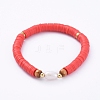 Handmade Polymer Clay Heishi Bead Stretch Bracelets BJEW-JB05095-2