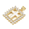 Religion Cross Brass Micro Pave Clear Cubic Zirconia Pendants CU-CBA83A6-03G-G02-2