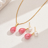 Real 18K Gold Plated Fashionable Imitation Pearls Teardrop Necklace & Earrings Set ER0812-1