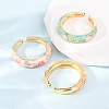Brass Enamel Cuff Open Rings RJEW-P183-05G-M-4