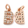 Brass Micro Pave Grade AAA Cubic Zirconia Charms ZIRC-P067-11RG-B-NR-2