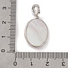 Rhodium Plated 925 Sterling Silver Pave Natural Shell Oval Pendants STER-C009-01P-3