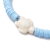 Flat Round Handmade Polymer Clay Heishi Beaded Stretch Bracelets BJEW-JB11802-01-3