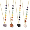 Chakra Natural Mixed Stone Heart Pendant Brass Cable Chain Necklaces for Women NJEW-JN06267-2